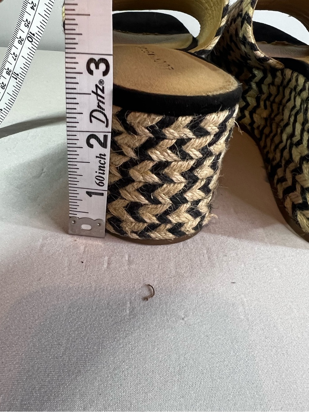 Lucky Brand Beffani Wedge Sandals Size 9 Black Cream Woven Jute Espadrille Boho - Picture 11 of 12